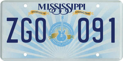 MS license plate ZGO091
