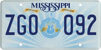 MS license plate ZGO092