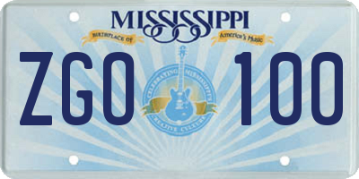 MS license plate ZGO100