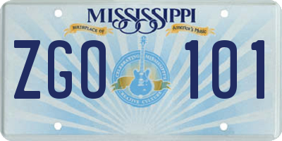 MS license plate ZGO101