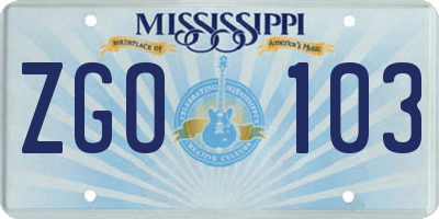 MS license plate ZGO103
