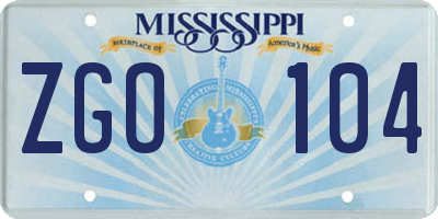 MS license plate ZGO104
