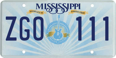 MS license plate ZGO111