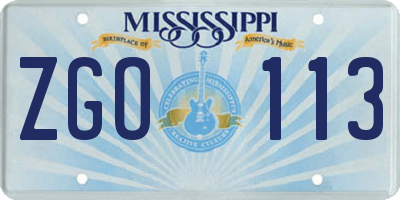 MS license plate ZGO113