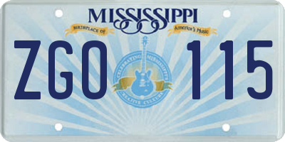 MS license plate ZGO115