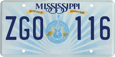 MS license plate ZGO116