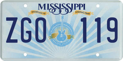 MS license plate ZGO119