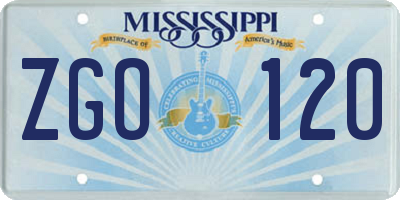 MS license plate ZGO120