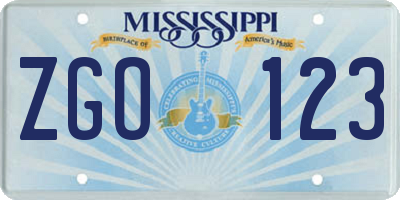 MS license plate ZGO123
