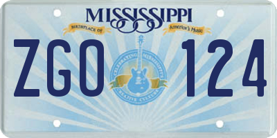 MS license plate ZGO124