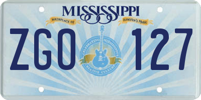MS license plate ZGO127