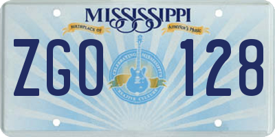 MS license plate ZGO128