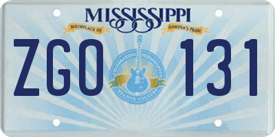 MS license plate ZGO131