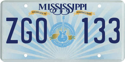 MS license plate ZGO133