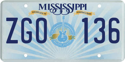MS license plate ZGO136
