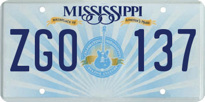 MS license plate ZGO137