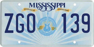 MS license plate ZGO139