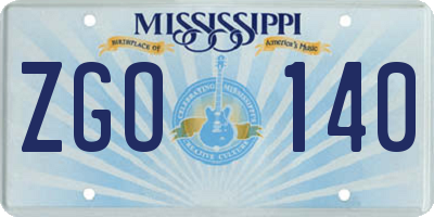 MS license plate ZGO140