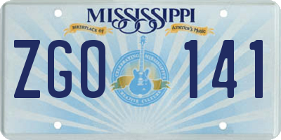 MS license plate ZGO141