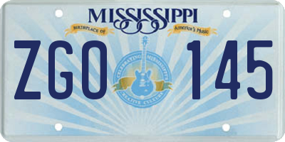 MS license plate ZGO145