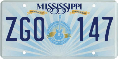 MS license plate ZGO147
