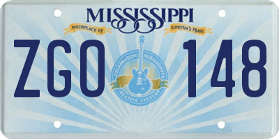 MS license plate ZGO148