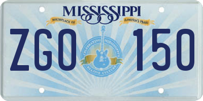 MS license plate ZGO150