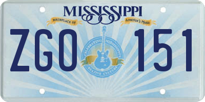 MS license plate ZGO151