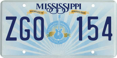 MS license plate ZGO154