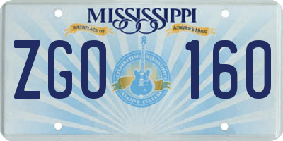 MS license plate ZGO160