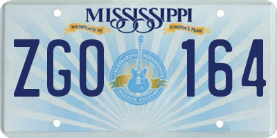 MS license plate ZGO164