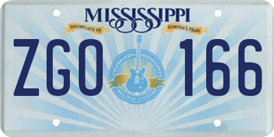 MS license plate ZGO166