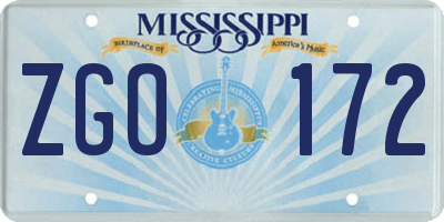 MS license plate ZGO172