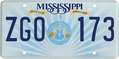 MS license plate ZGO173