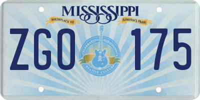 MS license plate ZGO175