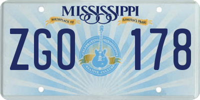 MS license plate ZGO178