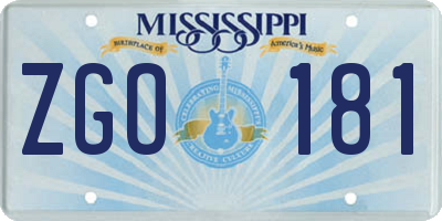 MS license plate ZGO181