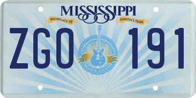 MS license plate ZGO191