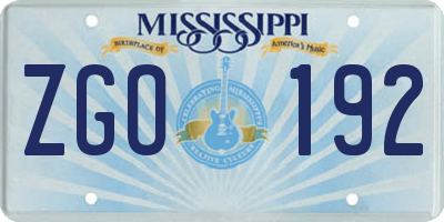 MS license plate ZGO192