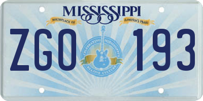 MS license plate ZGO193