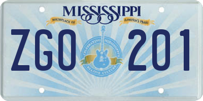 MS license plate ZGO201