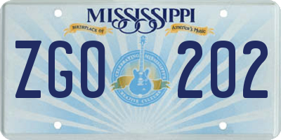 MS license plate ZGO202