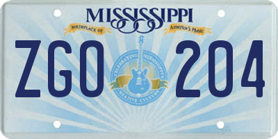 MS license plate ZGO204