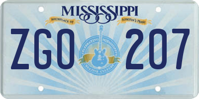 MS license plate ZGO207