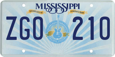 MS license plate ZGO210