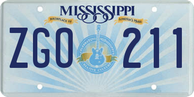MS license plate ZGO211