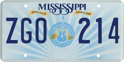 MS license plate ZGO214