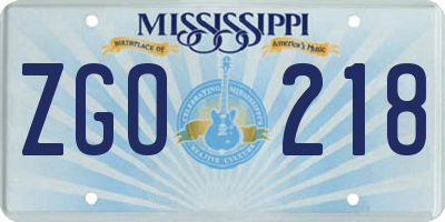MS license plate ZGO218