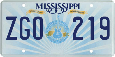 MS license plate ZGO219