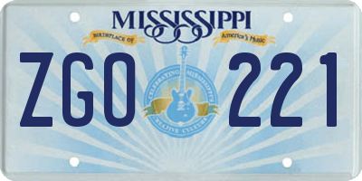 MS license plate ZGO221